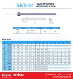 เข็มกระทุ้งขนาดพิเศษ เกรด SKD-61 Code: EPJB